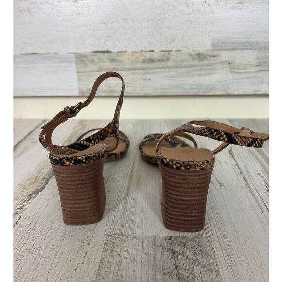 Madewell Women’s 9.5 Hollie Snake Embossed Leather Ankle Strap Sandals - Picture 6 of 8